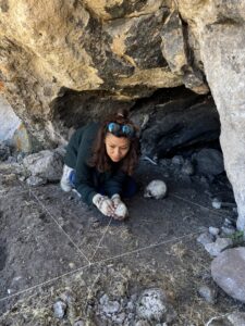 Excavating outside cave